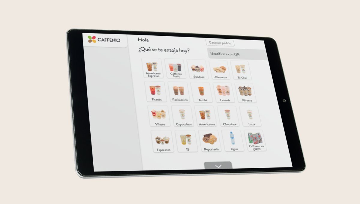 Pantallas interactivas de autoservicio para drive-thru de CAFFENIO